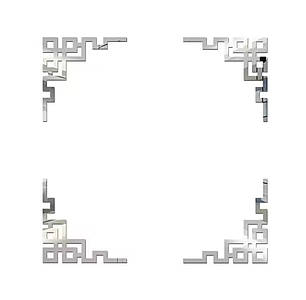 Дзеркальні акрилові наклейки Орнамент кутовий срібло 15 см 4 шт., фото 2