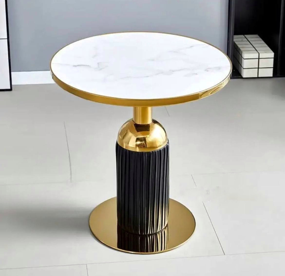Столик журнальний в торговий зал магазину одягу та взуття золото, чорний і білий, фото 1