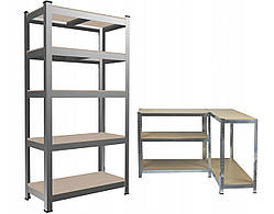 Стелаж металевий 220х90х40 5 полиць (сірий)