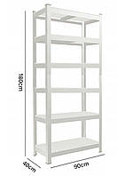 Стелаж металевий 180x90x40 6 полиць (сірий)