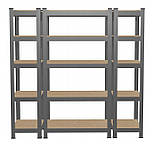 Набір з 3-х металевих стелажів 2шт: 180 x 40 x 40 1шт: 180 x 90x 40 5 полиць (сірий), фото 4