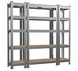 Набір з 3-х металевих стелажів 2шт: 180 x 40 x 40 1шт: 180 x 90x 40 5 полиць (сірий), фото 5