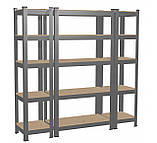 Набір з 3-х металевих стелажів 2шт: 180 x 40 x 40 1шт: 180 x 90x 40 5 полиць (сірий), фото 6