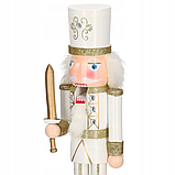 Дерев'яна фігурка Лускунчик з мечем новорічна прикраса Springos (38 см) з цирконами та блискітками, фото 2