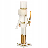 Дерев'яна фігурка Лускунчик з мечем новорічна прикраса Springos (38 см) з цирконами та блискітками, фото 3