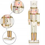 Дерев'яна фігурка Лускунчик з мечем новорічна прикраса Springos (38 см) з цирконами та блискітками, фото 5