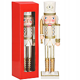 Дерев'яна фігурка Лускунчик з мечем новорічна прикраса Springos (38 см) з цирконами та блискітками, фото 6