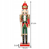 Дерев'яна фігурка Лускунчик з посохом новорічна прикраса Springos ПРЕМІУМ (61 см), фото 7