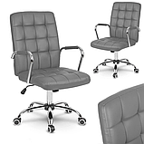 М'яке офісне крісло із еко-шкіри, Польща (Сіре), фото 4