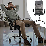 Крісло комп'ютерне, офісне з еко-шкіри з ергономічною сіткою, Польща (Black), фото 2