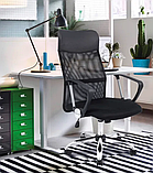 Крісло комп'ютерне, офісне з еко-шкіри з ергономічною сіткою, Польща (Black), фото 3