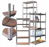 Стелаж металевий 150x75x30 см 5 полиць, навантаження - 175 кг на полицю (Сірий) Польща