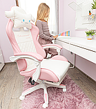Дитяче геймерське крісло G892 з подушками та підставкою для ніг, Рожеве, фото 8