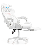 Дитяче геймерське крісло G894 з подушками та підставкою для ніг, Біле, фото 6