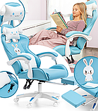 Дитяче геймерське крісло G893 з подушками та підставкою для ніг, Синє, фото 2