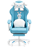 Дитяче геймерське крісло G893 з подушками та підставкою для ніг, Синє, фото 5