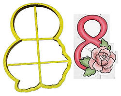 Пластикова вирубка "8-ка з трояндою №2"