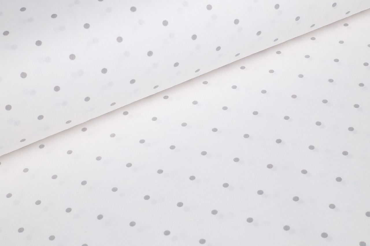 Ранфорс 240 см Горошки сірі на білому 5 мм, фото 1