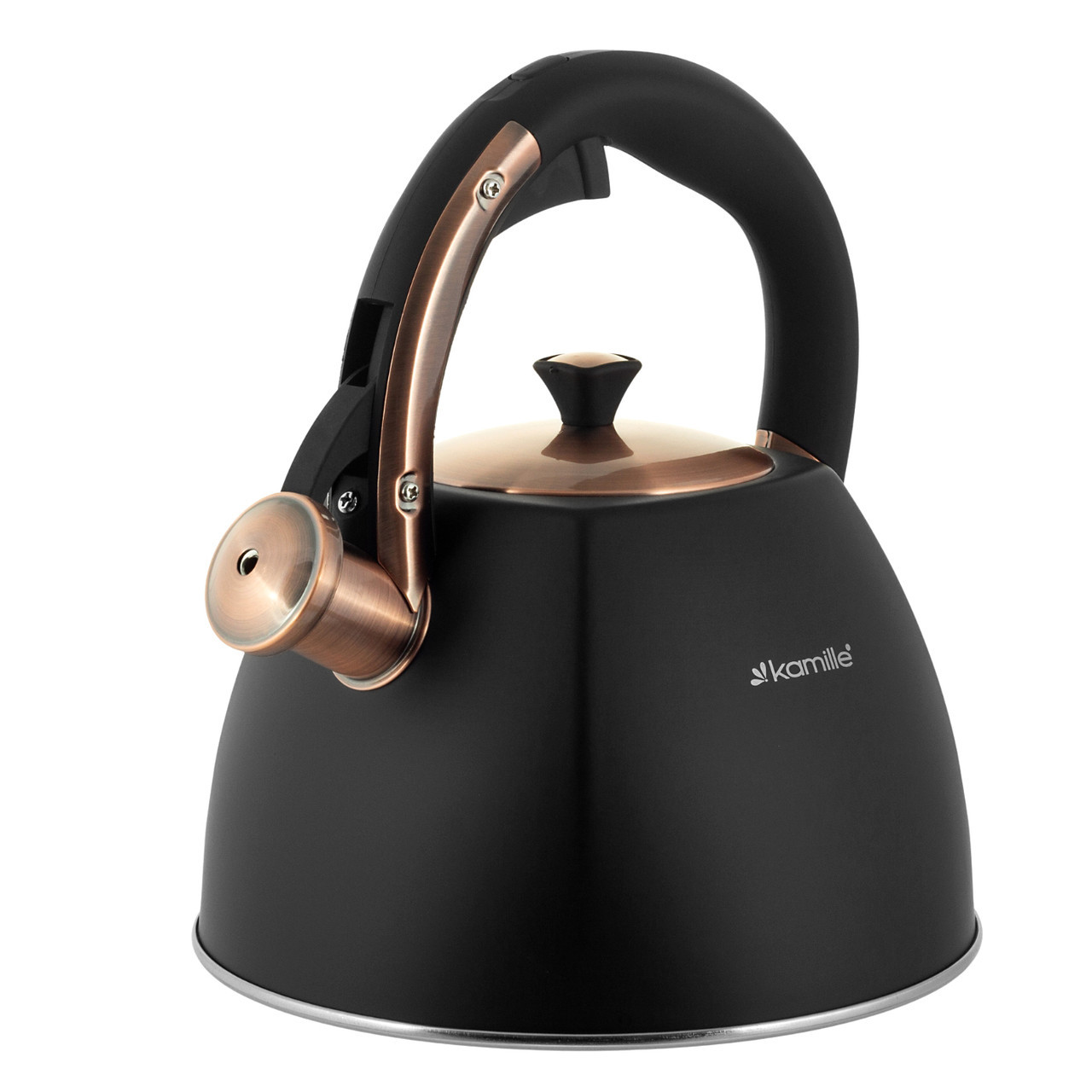 Чайник зі свистком Kamille KM-0864 з нержавіючої сталі та ручкою «soft touch» 3 л