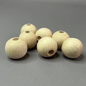 Намистина дерев'яна кругла 25 мм, бук отвір 8 мм