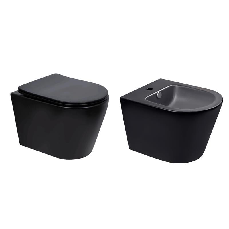 Комплект Qtap Scorpio Matt Black 2 в 1: унітаз підвісний Ultra Quiet QT14332380AMB + біде підвісне QT1455053FMB Зроби це - Vdalo