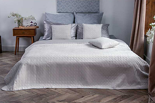 Покривало стьобане двоспальне 180х220 велюрові, якісне стьобане покривало добре стильне Сірий