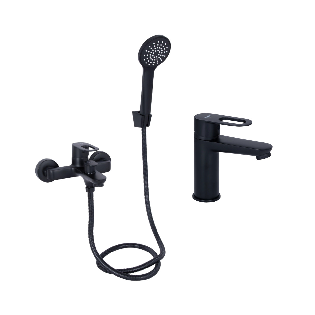 Комплект змішувачів Lidz Latwa Black: Змішувач для раковини LDLAT001BLA45418 + Змішувач для ванни LDLAT006BLA45419 Baumar - Завжди, фото 1