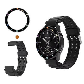 Безель Multicolor та силіконовий ремінець для смарт годинника Xiaomi Watch S3/S4