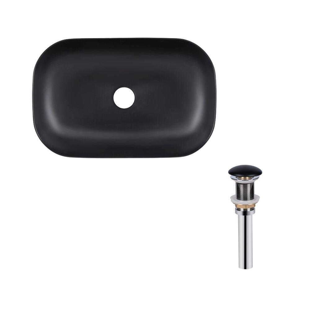 Комплект Qtap Robin: Раковина накладна прамокутна 600x390x150 мм Matt Black + Донний клапан PU03 Зроби це - Vdalo