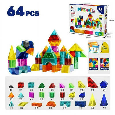 Дитячий магнітний конструктор Розвиваюча гра створення геометричних фігур Іграшка магнітні 3D конструкції