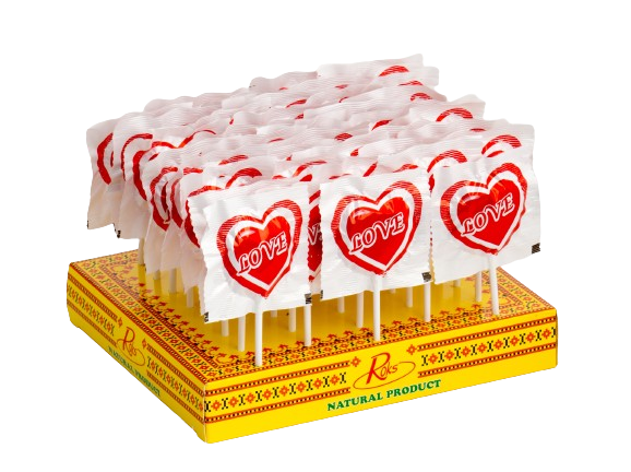 Льодяники на паличці Серце 8,5 г 40 шт Roks, фото 1