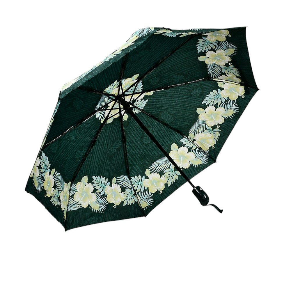 Парасолька автомат із чохлом Stenson R95185 діаметр 110 см малюнок з квітами Зелений