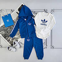Костюм Adidas для новонародженого хлопчика, синій комплект з бодіком