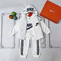 Дитячий білий костюм Nike, комплект трійка з утепленою жилеткою