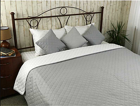 Покривало 220х240 стьобане, двостороннє покривало стильне Сірий Білий