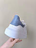 Білі кросівки кріпери з блакитною замшевою замшевою вставкою демісезон еко шкіряні, фото 6