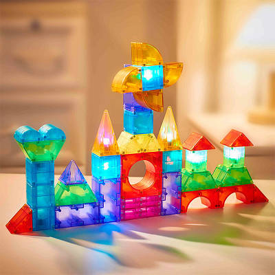 Дитячий магнітний конструктор з підсвічуванням Розвиваюча гра створення 3D фігур Магнітна іграшка для дітей