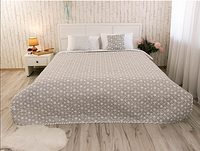 Двостороннє покривало 212х240 стьобане, покривало зірки стильне Сірий мікрофібра