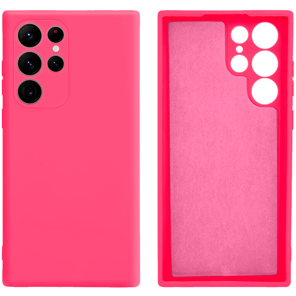 Чохол Silicone case Camera Protective для Samsung S22 Ultra (21) яскраво рожевий Shiny Pink