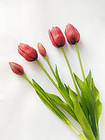 Букет тюльпанів із силікону 5 шт, реалістичні, висота 40 см