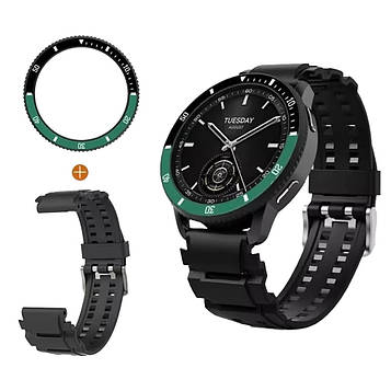 Безель Black-green та силіконовий ремінець для смарт годинника Xiaomi Watch S3/S4