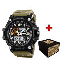 Годинник наручний Patriot 012BKKHUAGD Тризуб золото Чорні з хакі + Коробка