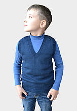 Вязаная жилетка для мальчика темно-синяя ART KNIT