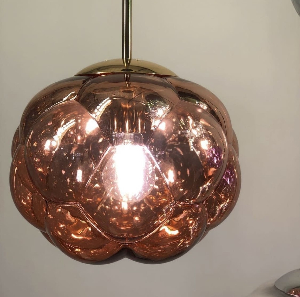 Підвіс із фактурним скляним плафоном у рожевому золоті | Line F | Арт. 0619/1 Rose gold