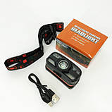 Налобний ліхтар WH-0188, XPE+SMD, Налобний ліхтар для туризму риболовлі та полювання, Налобна лампа, фото 2