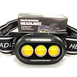 Ліхтарик налобний YD02-COB (White+red+blue), Ліхтарі налобні для активних людей, ліхтар для туризму, фото 2