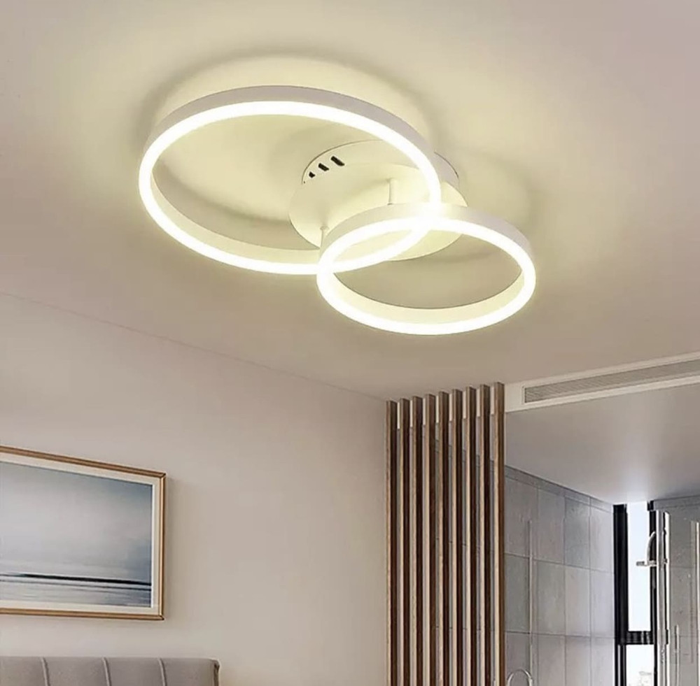 Стельова LED-люстра на 2 кільця в білому кольорі. | Line F | Арт. A8008/2 WT, фото 1