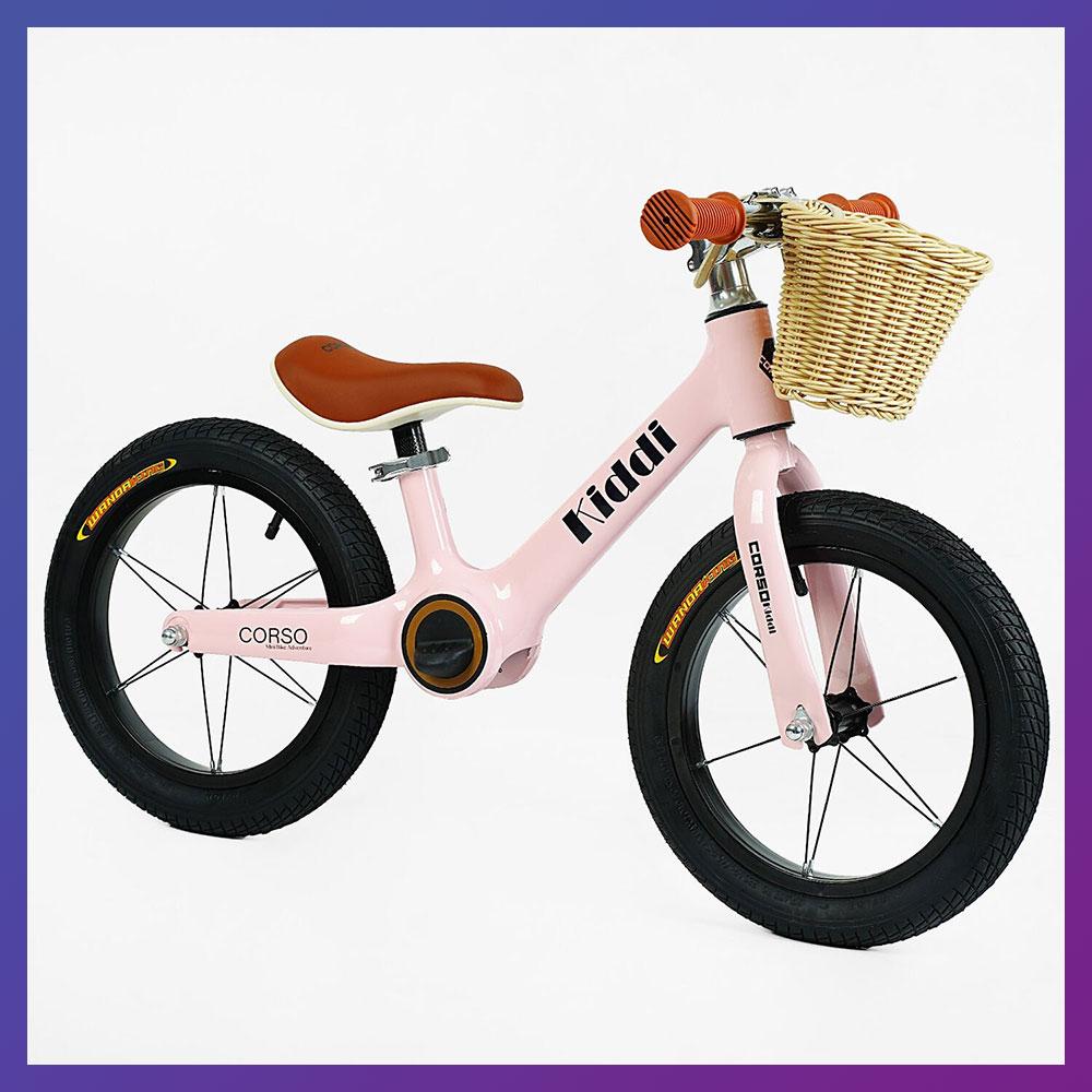 Дитячий біговел велобіг на магнієвій рамі 14 дюймів Corso KIDDI LT-14055 Рожевий, фото 1