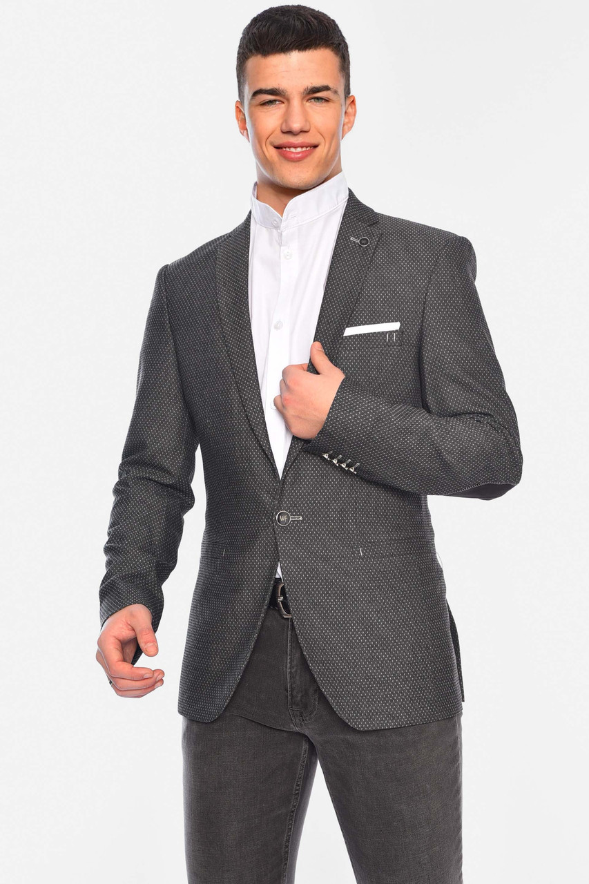 Піджак чоловічий однотонний сірого кольору 197261P, фото 1
