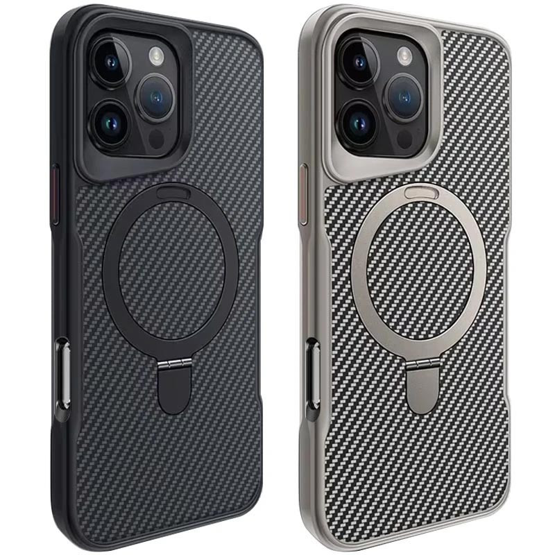 TPU+PC чохол Metal Buttons with MagSafe Carbon Ring для Apple iPhone 16 Pro Max (6.9")
